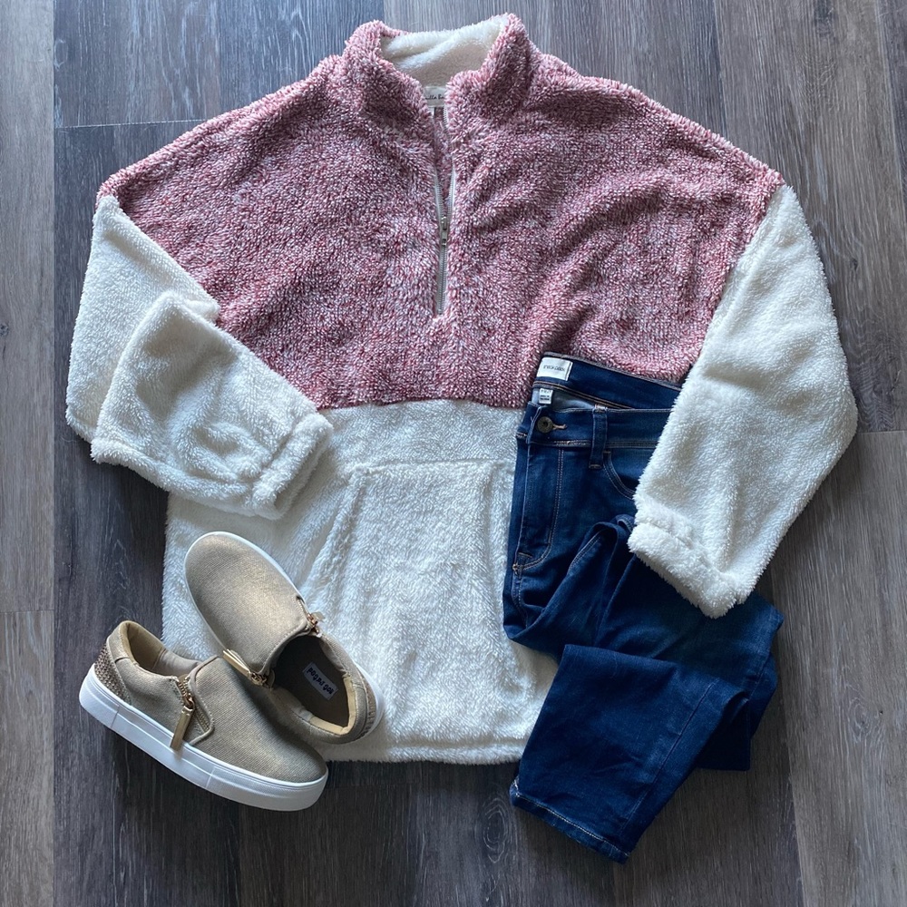 Burgundy Sherpa Pullover